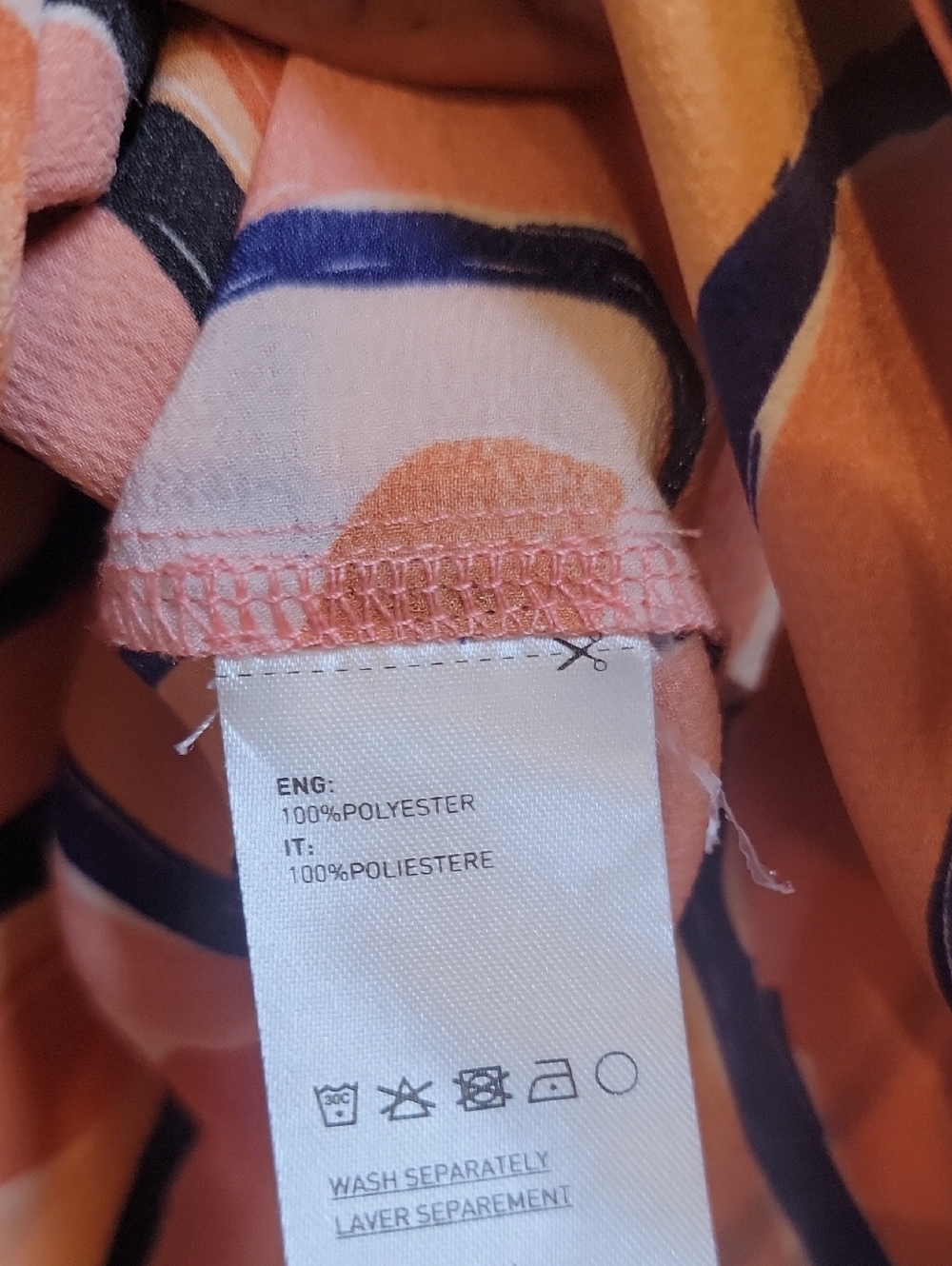 Societe Anonyme Peach and Navy Swirl Button-Up Top - Picture 6 of 9